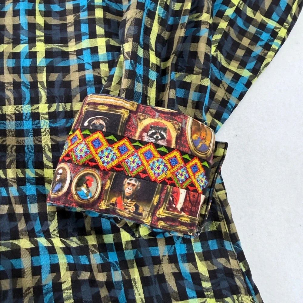 Robert Graham Mens Plaid Button Down Shirt Animal Portrait Size L‎ Whimsical